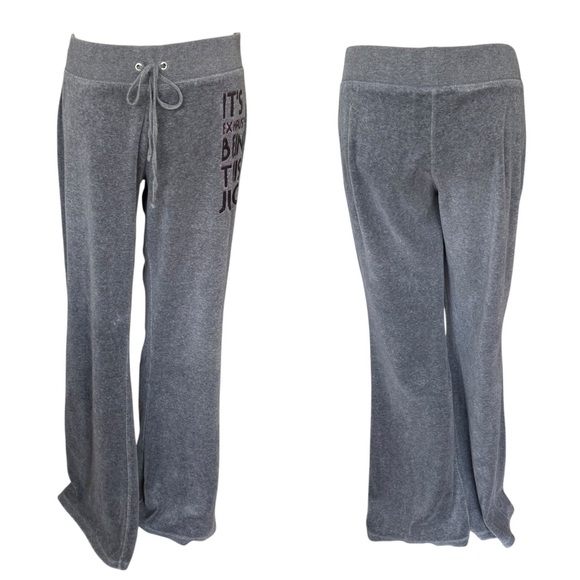 Vintage Y2k Juicy Couture Gray Velour Tracksuit Set Its Exhausting Being Juicy L - Picture 10 of 16